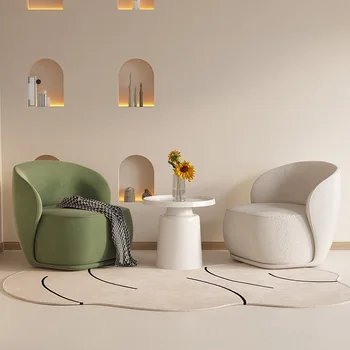 Тъканни столове за всекидневна, творчески единична шезлонг, модерни минималистичные столове за всекидневна, модерен крем мързелив диван