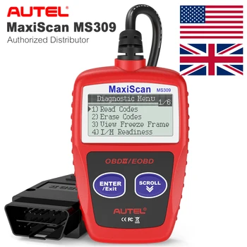 Скенер Autel OBD2 MaxiScan MS309 Чете код на двигателя проверка на автомобила, Изключва контролната лампа на двигателя, Прочитания / Изчиства кодове, Данни за рамката на СИДДО