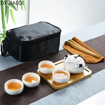 Чай комплект за пътуване в китайски стил, керамични Чаена чаша, лаптоп Сервиз, чаши за чай кунг-фу, кана за чайна церемония, пътен костюм, най-добрият подарък