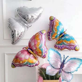 Огромен балон с пеперуди, Цветни балони с животни-пеперуди от фолио, честит Рожден Ден, декорация на сватбени партита, детски играчки, детски душ