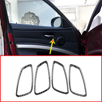4 бр., етикети върху вътрешната дръжката на вратата от настоящето въглеродни влакна, тампон за BMW серия 3 E90 E92 2005-2012 аксесоари