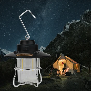 Ретро Преносим Кемпинговый фенер USB Акумулаторна Лампа, Окачена лампа Външен лампа Домакински 3 режима на Затъмняване на Светлината на Фенерче палатки