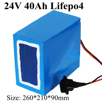 Капацитет на батерията 24V 40Ah LiFePO4 24 1000w Power Energy Accu 32650 Cell 8s BMS 25,6 v + Бързо Зарядно устройство 5A