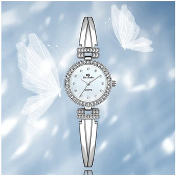 Елегантен дамски часовник с малък циферблат, луксозен минимализъм в корейски стил, всеки ден на кварцови ръчни часовници за жени, водоустойчиви часовници с диаманти