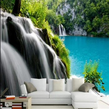 wellyu потребителски големи 3D тапети пейзаж водопад пейзаж ТЕЛЕВИЗИЯ фон дневна спалня фон тапет на стената