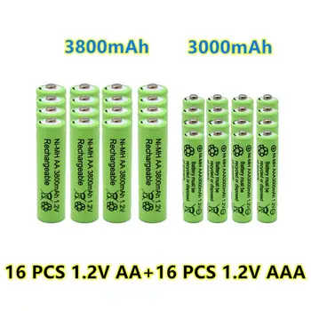 Нови NI-MH акумулаторни батерии 1.2 AA 3800 mah + 1.2 AAA 3000 mah, сменяеми NI-MH батерия