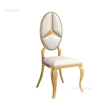 Луксозни дизайнерски златни трапезни столове, скандинавски мебели за трапезария, прост, модерен маса за хранене, стол за кухня, първокласен стол с облегалка