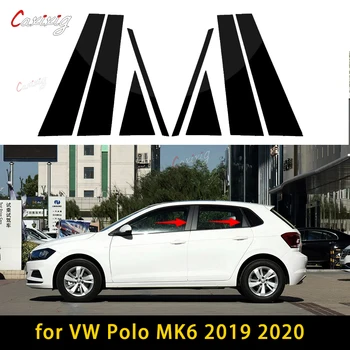 За VW Polo MK6 2019 2020 Новост, хит на продажбите, 8 бр., полирани стелажи, Стелажи, подходящ тампон върху прозореца, етикет на колона BC