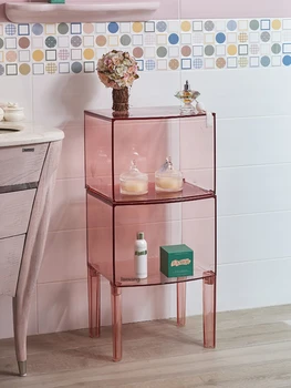 Скандинавските рафтове за баня, прозрачен Креативен дизайнерски прост модерен акрилни малка странична масичка, кристален етажерка за хол, баня