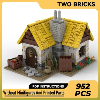 Градивните елементи на Moc, модел с изглед към улицата, Средновековен селска къща, технически тухли, монтаж със собствените си ръце, строителни играчки за деца, празничен подарък