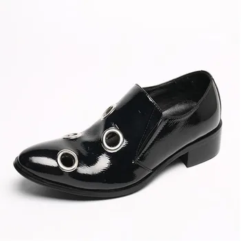 Черни, бели мъжки модел обувки от естествена кожа, дишащи модерен бизнес oxfords с остри пръсти, за мъже, официалната обувки