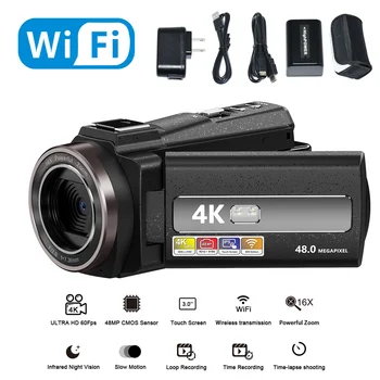2022 Цифров WIFI Камера за 4K Full HD 16MP DV Камера е Цифров фотоапарат рекордер с Завъртане на Екрана на 270 градуса 16-КРАТНО Увеличение за Нощна Стрелба