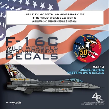 Galaxy G48063 ВВС на САЩ F-16C 50TH Anniversary of The Wild Weasels 2015 за Tamiya 61106 1/48 Модел самолет Стикер САМ Водни Етикети