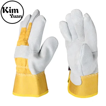 Предпазни работни ръкавици от зелена кожа KIM ЮАН, за предотвратяване на занасяне и грязеотталкивающие, за градинарство/строителство/на открито
