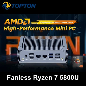 Topton FU02 Безвентиляторный мини-компютър AMD Ryzen 7 5800U 8 Основната 16 Потоци Barebone КОМПЮТЪР Настолен PC Игри на Windows 11 HTPC 2x4 K WiFi6