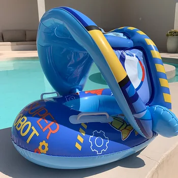 Кръг за гмуркане с поплавъка за бебета, Надувное пръстен за плуване в басейн, детска водна седалка с чадър, играчка за летни плажни партита
