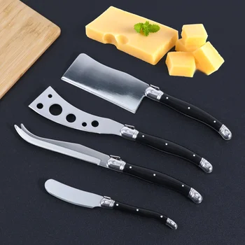 Набор от многофункционални ножове за сирене Jaswehome Разпръскване на масло с черна ABS-дръжка, Копие за рязане на пица, интелигентен инструмент за сервиране на сирене