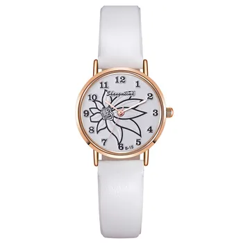 Дамски часовник с цветен модел, кварцов часовник, с дигитален циферблат, кожена каишка, аналогов кварцов часовник, дамски часовници Relojes Para Muje
