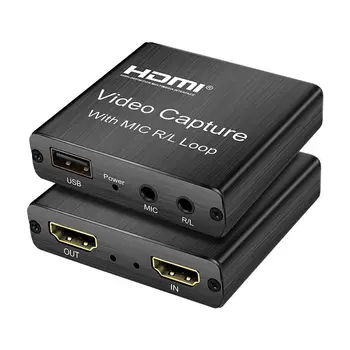 4K, HDMI, USB 2,0 3,0 кутия за запис на видео в реално време, микрофон вход за PC, аудио изход