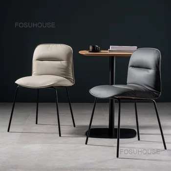 Модерни Прости столове за всекидневна, скандинавски мебели за дома, Ресторант, Луксозен трапезария стол с кожена облегалка, дизайнерски диван-стол за почивка