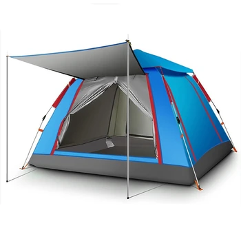 Автоматична Быстрораскрывающаяся палатка за къмпинг на 3-6 души, непромокаемая, ветрозащитная, семейна туристическа беседка за пикник с 2 врати и 2 прозореца, преносима