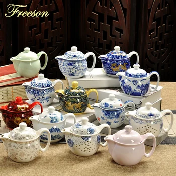 Chinês retro кунг фу cerâmica bule com filtro artesanal dragão flor puer bule de chá 350ml porcelana samovar kungfu teaware