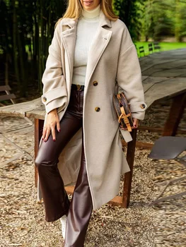 Жена свободното индивидуално елегантно палто, ежедневни връхни дрехи копчета за момичета, палта, Мода 2022, есента е дълга ветровка 