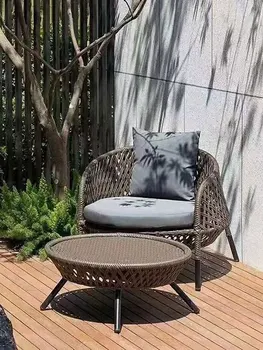 Уличен диван от ратан за отдих във вътрешния двор на вилата масичка за кафе двойна творчески единична ротанговый стол, диван и водоустойчив слънцезащитен крем