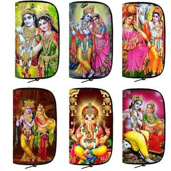 Красиви аниме-портмоне Radha Krishna, дамски чанти за монети, стойка за телефон, чанта за пари, дълги портфейли, Подарък
