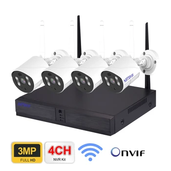 MTStar 4CH 3MP FHD Wi-Fi NVR Система за Видеонаблюдение с 4 бр. IP камера WiFi Външна Водоустойчива Камера за Видеонаблюдение Комплекти за Видеонаблюдение
