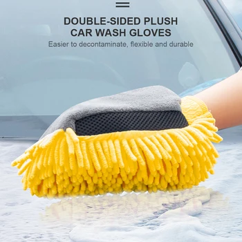 Гореща разпродажба, 2 в 1, ръкавица за миене на колата от ултра-тънък влакна, от шенилна, микрофибър, мека окото основа, без драскотини за миене и почистване на автомобили