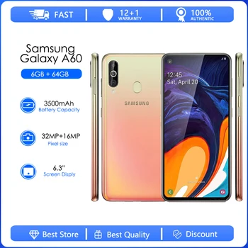 Samsung Galaxy A60 A606Y A6060 Възстановени-Оригинален Отключени 128 GB, 6 GB оперативна памет, Android, Wi-Fi 32 Mp 6,3 