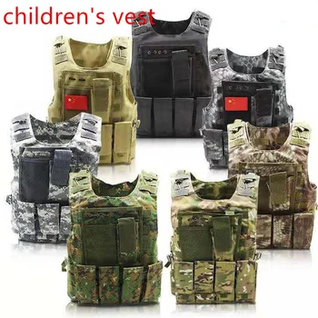 Детска жилетка за бойна подготовка на летен лагер, детска защитно оборудване за стрелба в CS, страйкбол, пейнтбол, камуфлаж, тактическа жилетка
