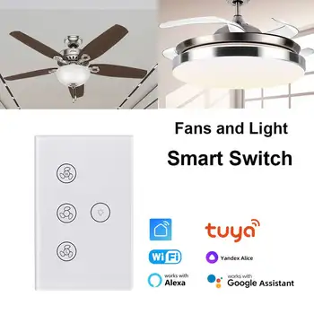 Алекса Amazon Гласово Управление на Hristo Фен Ключа за Лампата Wifi, Вентилатор на Тавана Регулатор на Скоростта за Включване/изключване на светлината на Hristo Smart Life Remote APP