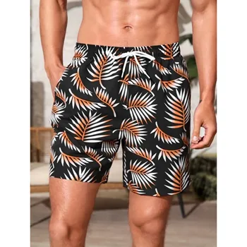 Летни мъжки плажни шорти, бързо съхнещи плувни панталони с принтом на багажника, бански за сърф, мъжки бермуди, шорти за плуване, бански костюм
